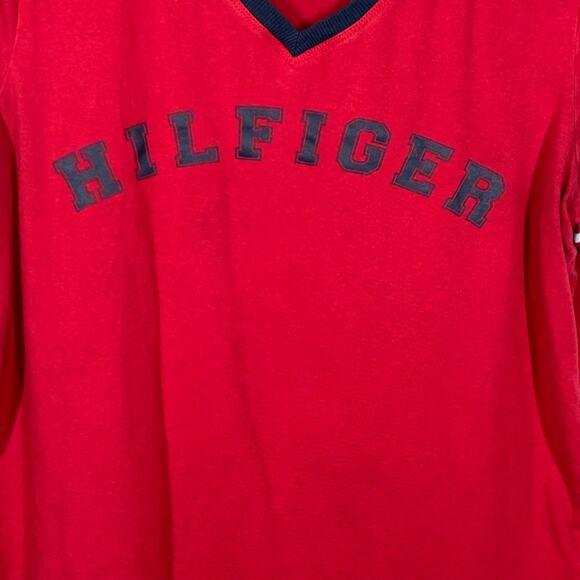 Vintage Tommy Hilfiger Sport Red Ringer V-Neck Tee Y2K Size M - Picture 10 of 11